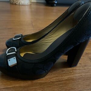 Coach Black Signature Platform Pumps with Buckle Accents women’s 9.5